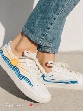 SOLUDOS LEATHER 'THE SUNRISE SUNSET CLASSIC SNEAKER' IN OASIS WHITE MULTI